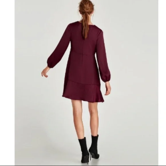 [Zara] Classic Maroon Satin Dress